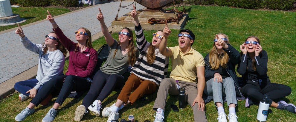 Students at the Eclipse Watch party.